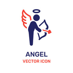 Angel cupid with bow and love arrow icon