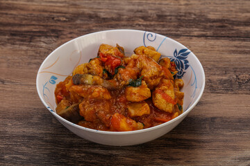 Chicken with oyster sauce and vegetables