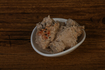 Herring butter spread in the bowl