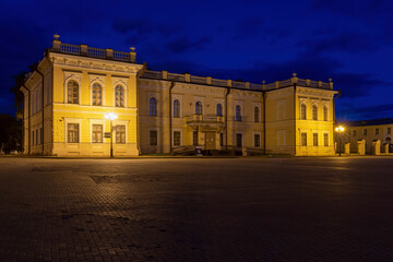 Fototapeta premium Night view of Lace Museum on Kremlin Square. Vologda town, Vologda Oblast, Russia.