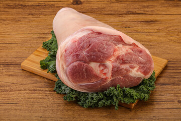 Raw pork knuckle for cooking