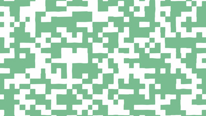 Abstract square pixel background in green and white color. Vector illustration.