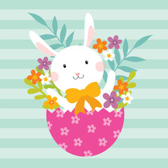 Obraz premium easter bunny with eggs greeting card design