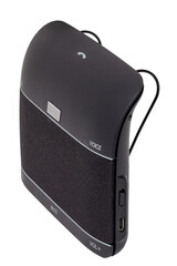 Bluetooth devices. Close-up of a bluetooth hands free car with microphone and speaker for calls and...