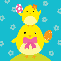 little chick easter greeting card design