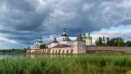 Fototapeta na wymiar View of Kirillo-Belozersky Monastery after summer thunderstorm. Kirillov, Vologda Oblast, Russia.