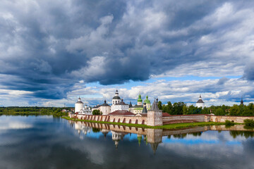 Fototapeta premium View of Kirillo-Belozersky Monastery on summer day after thunderstorm. Kirillov, Vologda Oblast, Russia.