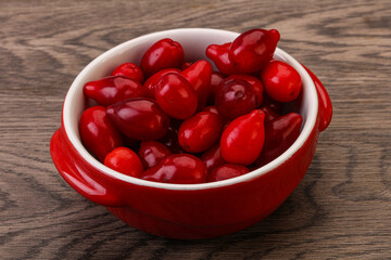 Sweet and ripe cornel berries