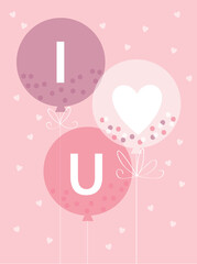 valentine greeting card with cute balloon design