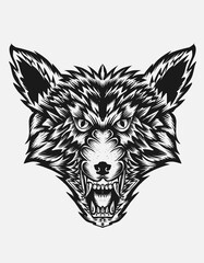 illustration vector wolf head angry face