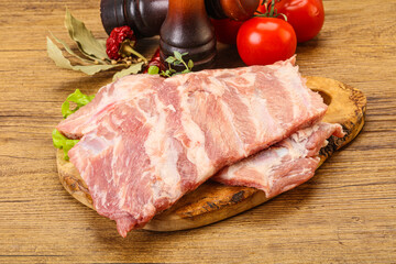 Raw pork ribs for cooking