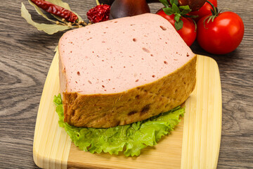 Homemade baked traditional meat loaf