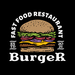 logo badge of burger in vintage design