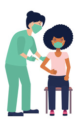 Nurse vaccinating black woman