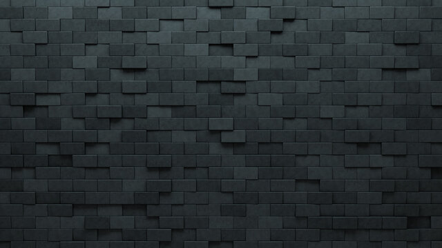 Futuristic Tiles arranged to create a 3D wall. Concrete, Rectangle Background formed from Semigloss blocks. 3D Render