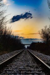 Fototapeta na wymiar sunset, rail, Railway