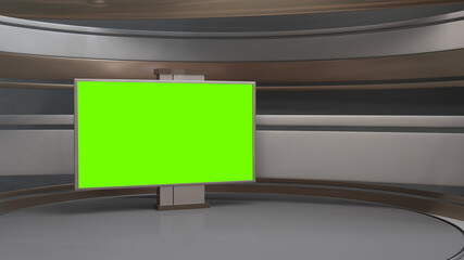 News Studio, Backdrop For TV Shows .TV On Wall.3D Virtual News Studio Background, 3d illustration