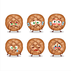Round dark bread cartoon character with sad expression