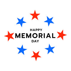 Happy Memorial Day  with star , isolated on white background , Vector illustration EPS 10