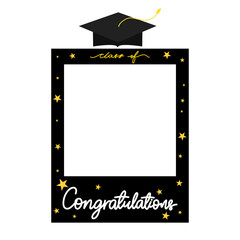 Photo frame in graduation Class of 2021 symbols with cap ,isolated on white background ,Vector illustration EPS 10