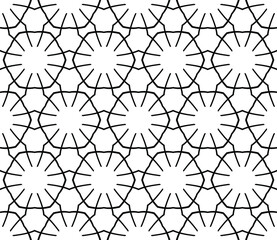 Abstract seamless pattern with decorative motif. Stylish black texture. Geometry illustration.