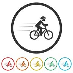 Fast Bicycle rider ring icon isolated on white background color set
