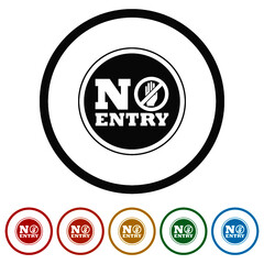 No entry sign ring icon color set