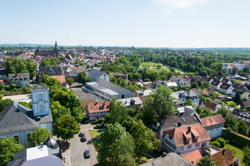 Fototapeta na wymiar Blick vom Adolfsturm in Friedberg, Hessen über die Kleinstadt Friedberg