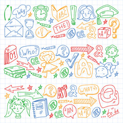 English course. E-learning, online education. English language