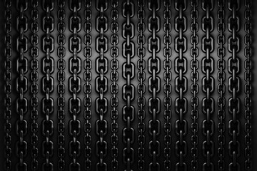 Abstract background with long black chains with heavy links