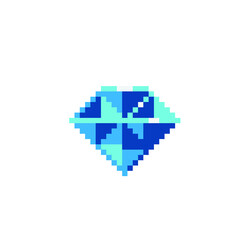 Obraz premium Sapphire or Topaz precious stone pixel art icon. Gemstone. Isolated vector illustration. Game assets 8-bit sprite. Design stickers, logo for jewelry store, mobile app.