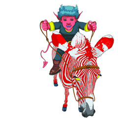 Démon sur une zèbre de l'enfer