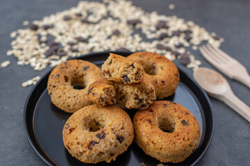 fresh home made chocolate chip donuts