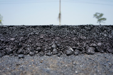 Asphalt road During the construction, not compacted yet.