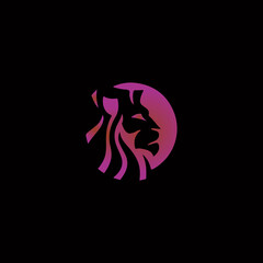 Abstract lion head logo design template