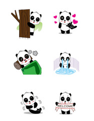 Cute cartoon vector panda collection On a white background  © Aphichai