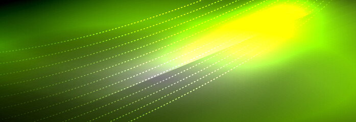 Neon shiny color background with light glowing wave line particles. Wallpaper background, design templates for business or technology presentations, internet posters or web brochure covers