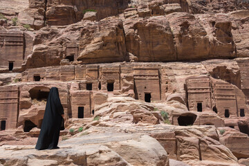 A Wondering Woman - Petra Tomb - the Pink City - The Lost City - Jordan 