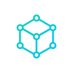 Blue linear blockchain technology modern icon design. Vector.
