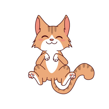 Funny cute kitten character design. Vector illustration.