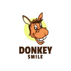 Obraz na płótnie Canvas Vector Logo Illustration Donkey Mascot Cartoon Style.