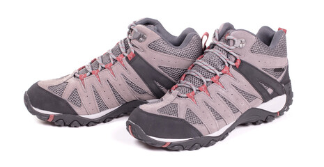 Grey hiking shoes isolated