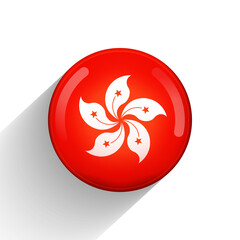 Glass light ball with flag of Hong Kong. Round sphere, template icon. National symbol. Glossy realistic ball, 3D abstract vector illustration highlighted on a white background. Big bubble