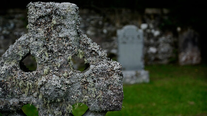Keltenkreuz auf einem Friedhof in Schottland