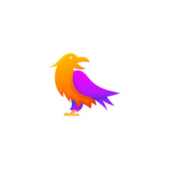 Colorful gradient style crow logo illustration