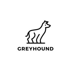 greyhound dog monoline logo vector icon illustration