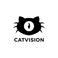 cat vision one eye logo vector icon illustration