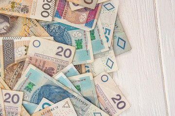 Pile of different Polish money. financial concept
