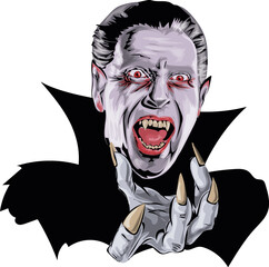 Vampire  portrait- stylized vector art