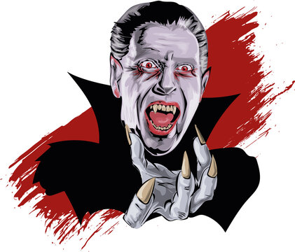Dracula - stylized vector art print 